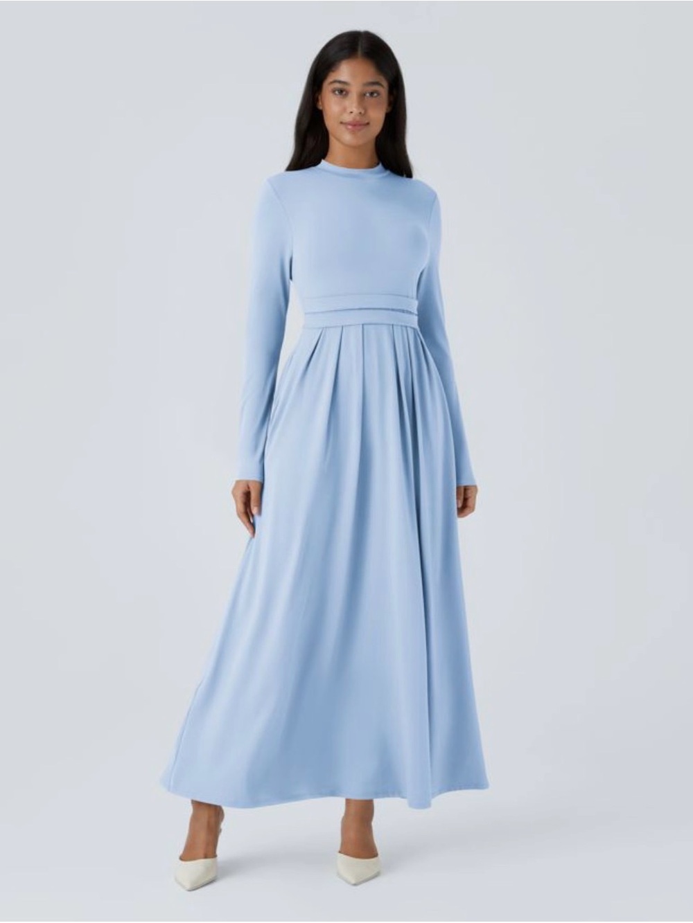 Halara Mock Neck Long Sleeve Maxi Dress XL Angel Falls NWT